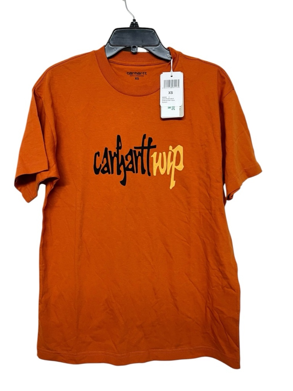 New Carhartt WIP Orange Logo Graphic Short Sleeve Tee Shirt XS